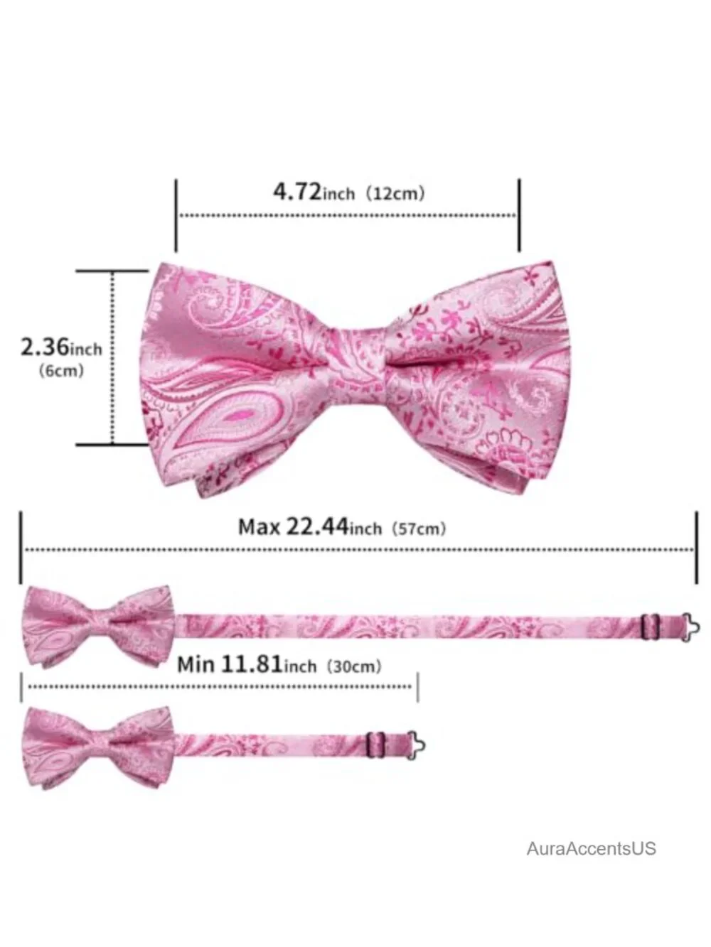 Silk Pre-Tied Bow Tie with Pocket Square Cufflinks Lapel Pin Set Formal Wedding